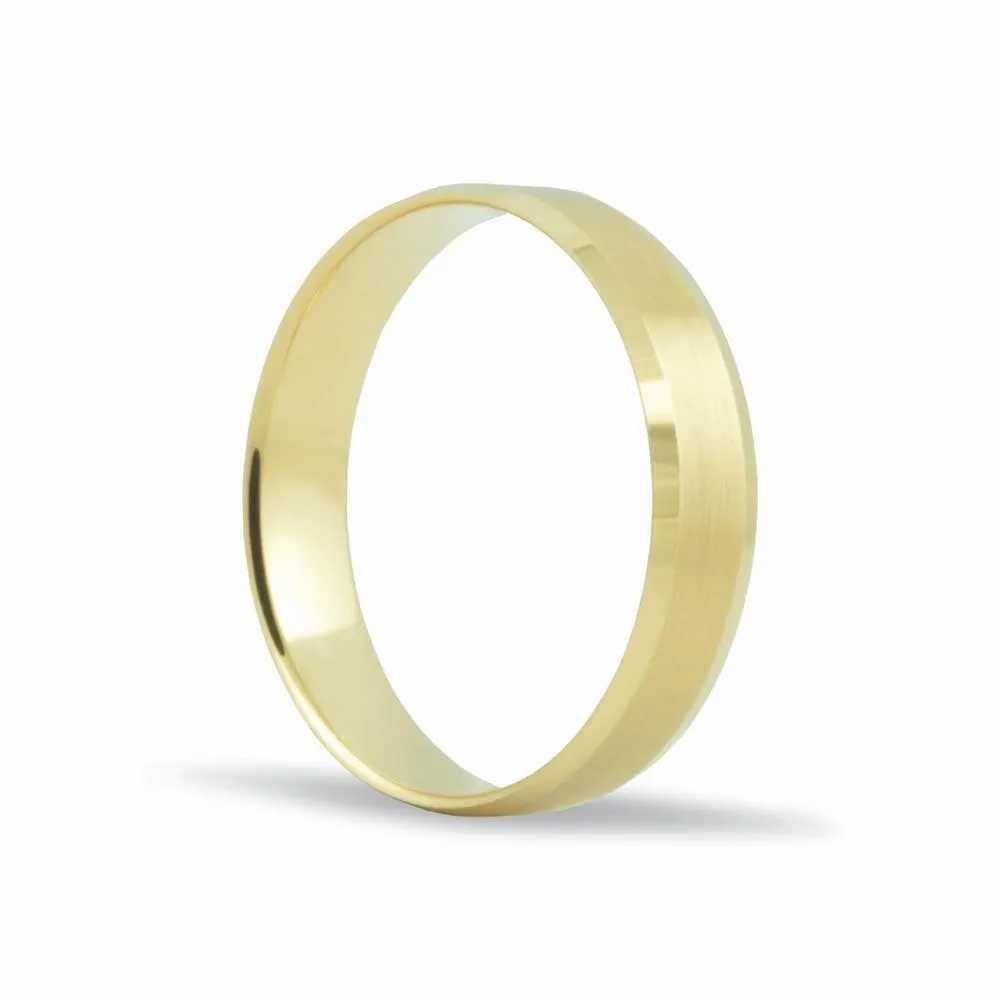 Alianza de oro 18k de 4,5 mm mate con 2 bordes transversales