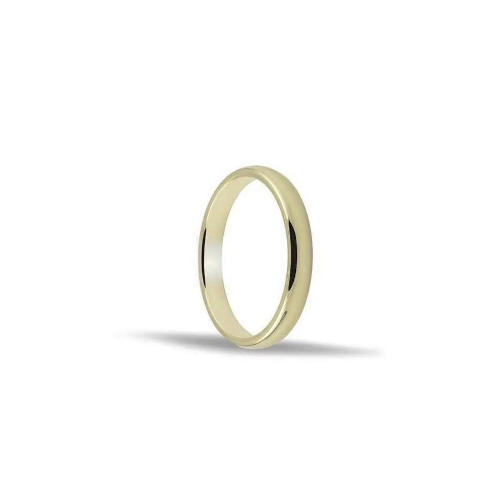 Alianza lisa de oro 18K de 3 mm con cantos redondeados
