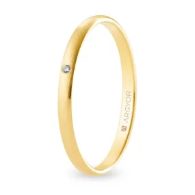 Alianza "Argyor" Diamante/Satinada Oro 18k 2mm (A20CS1D)