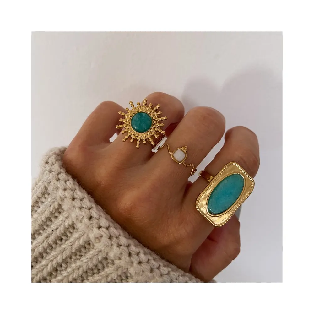 Anillo Dakar Amazonita Oro