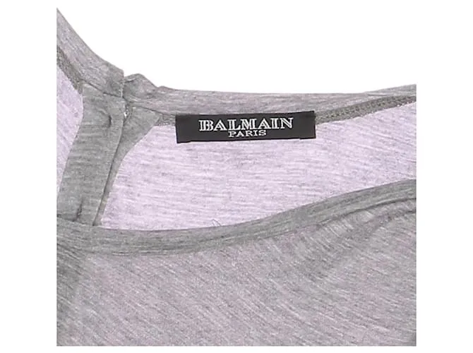 BALMAIN Tops T.FR 36 Viscosa Gris 