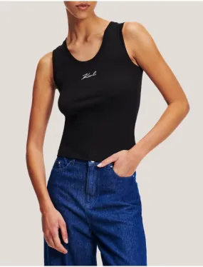 Camiseta Karl Lagerfed Logo Rib Tank Top Negro