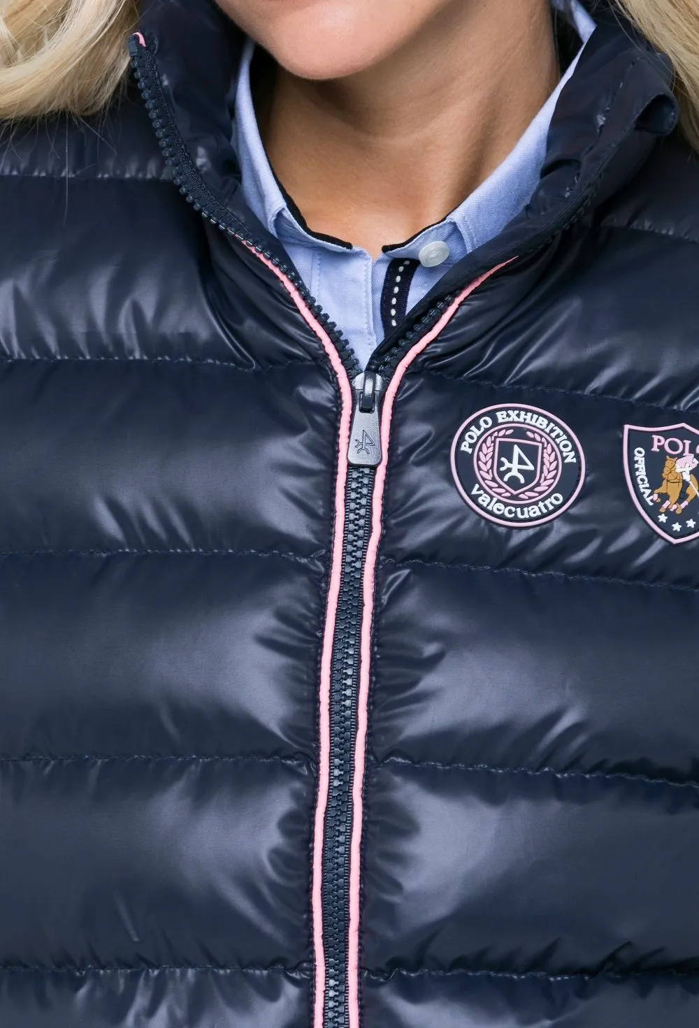 Chaleco acolchado mujer azul marino modelo Escudos