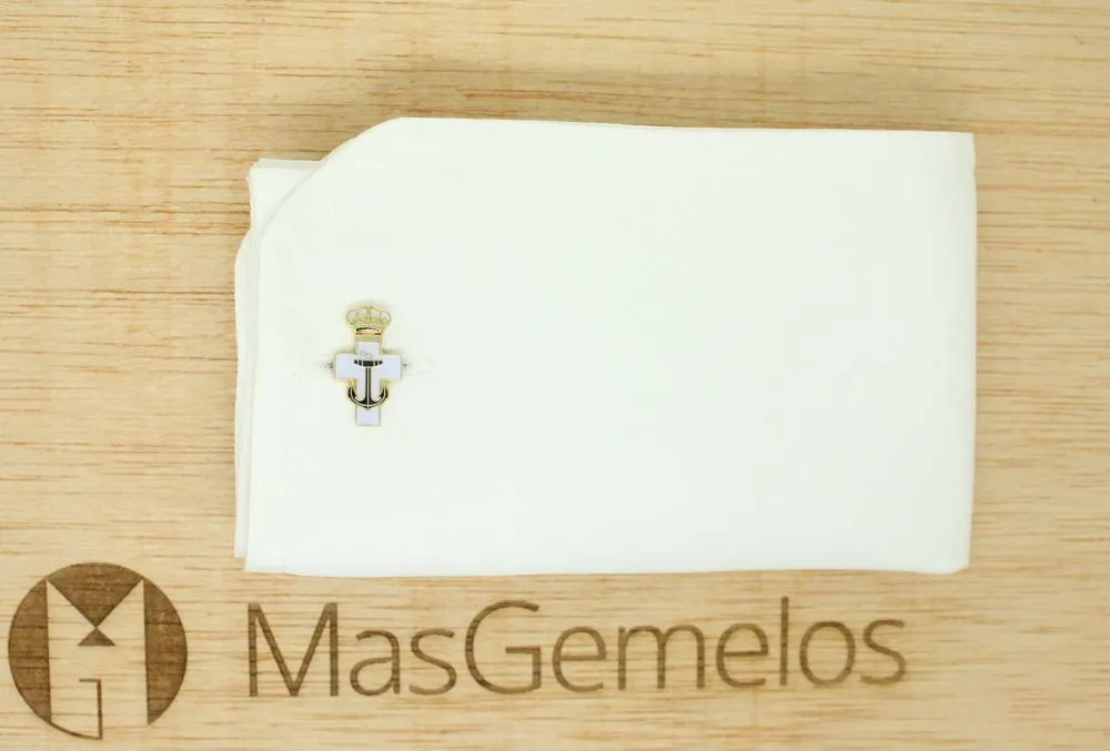 Gemelos para camisa medalla cruz del merito naval con distintivo blanco