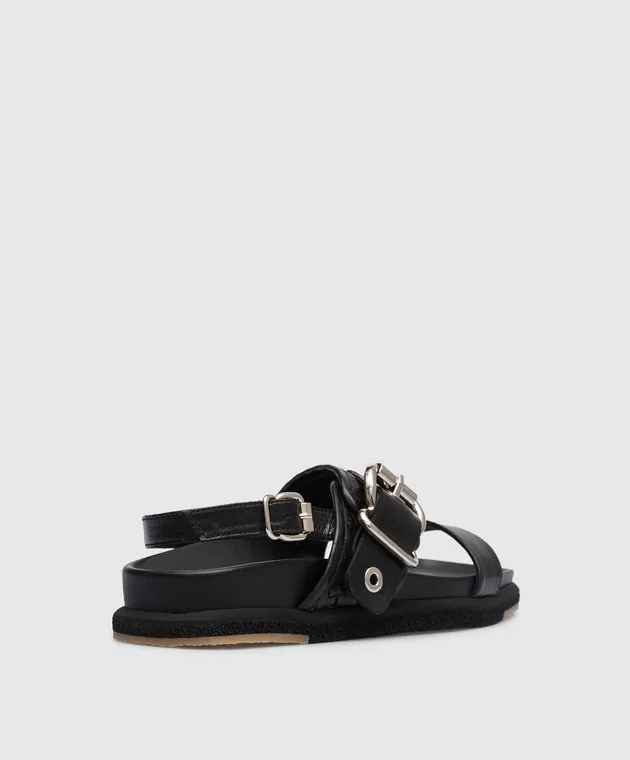 Laura Bellariva Black leather sandals with weaving