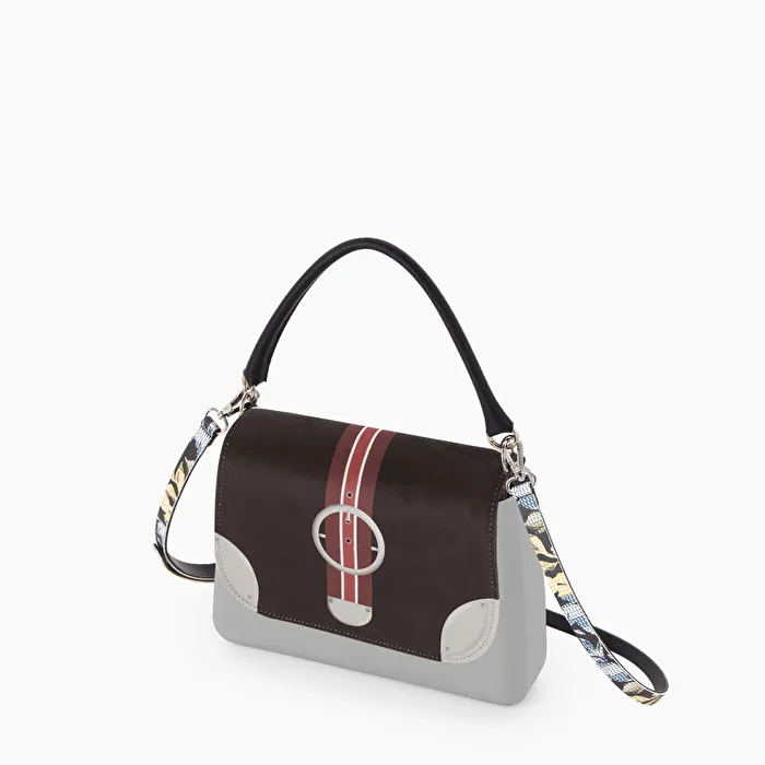 O bag glam gris claro trompe l'oeil negro