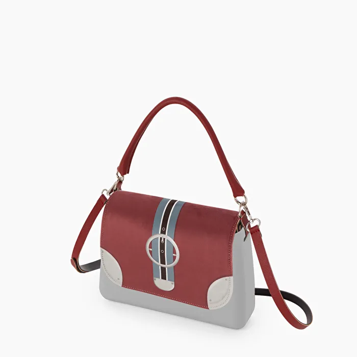 O bag glam gris claro trompe l'oeil rojo
