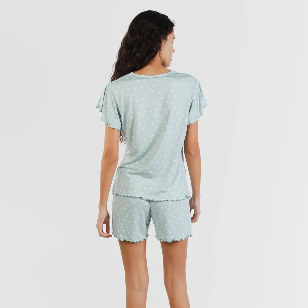 Pijama manga corta mujer soft Natalie verde tiffany