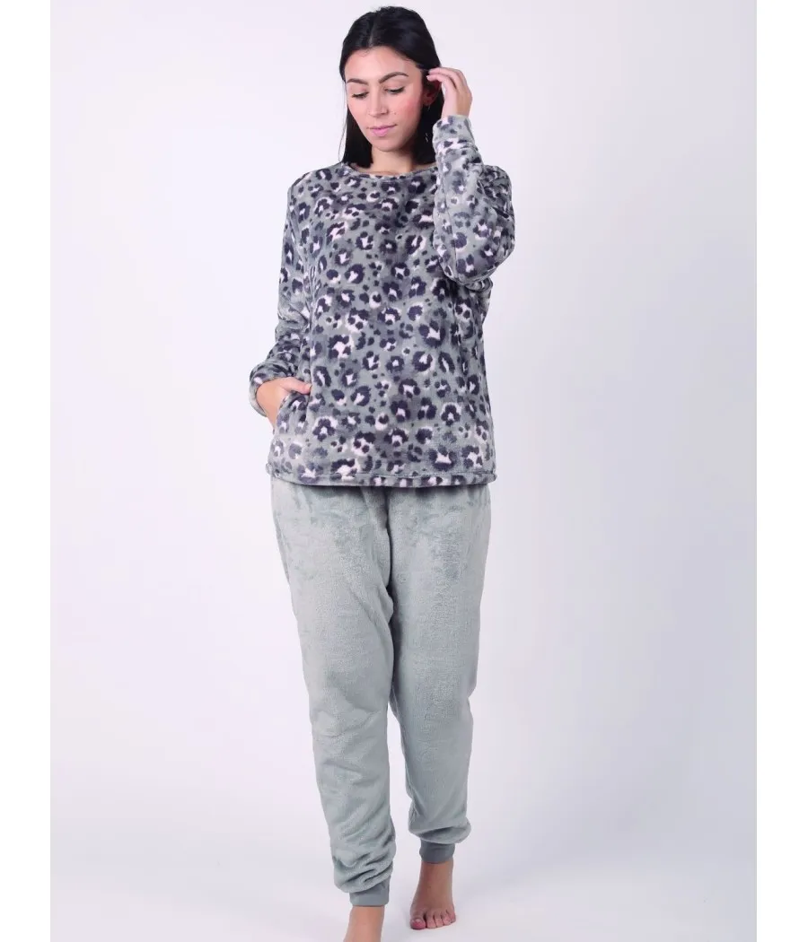 Pijama térmico mujer invierno Javier Golmar Animal Print coralina