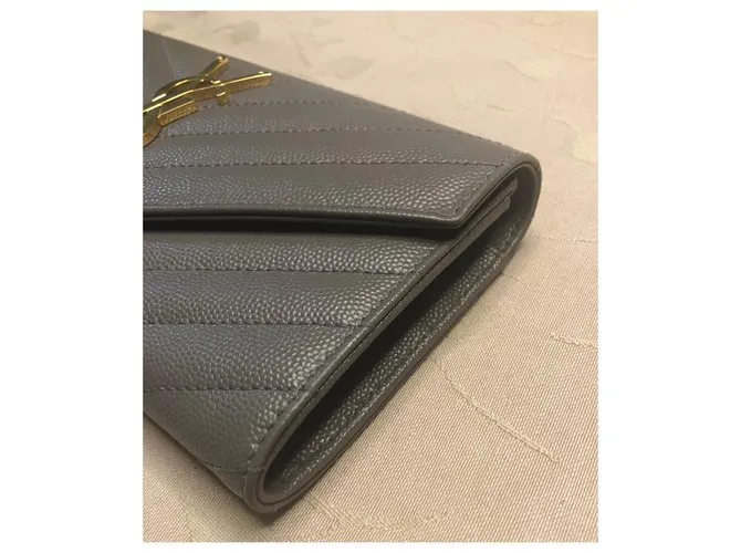 Saint Laurent Monograma monedero Gris 