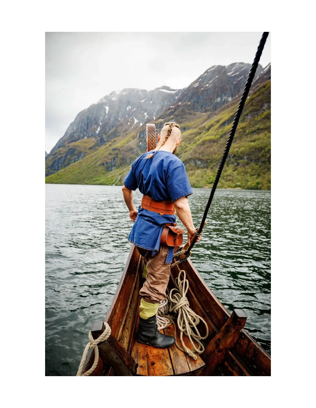 Túnica vikinga manga corta Theobald, azul